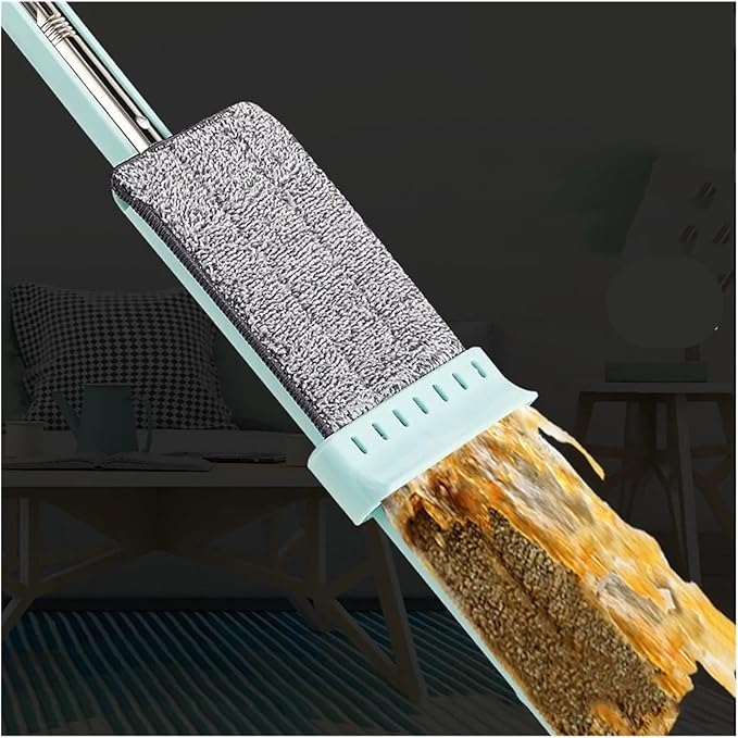 Flat Mop Hand Free Squeeze Cleaning Floor with Washable Pads Household Cleaner Tools(1 and 5 Pads)