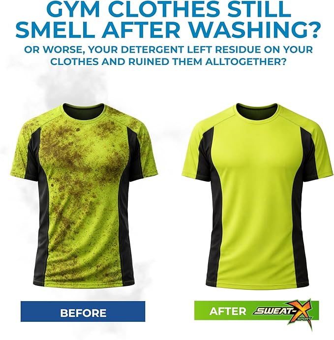 SWEAT X Max Odor Defense Laundry Detergent Liquid - Natural Washing Detergent for Activewear &amp Gym Clothes - Laundry Detergent for Sensitive Skin - Concentrated Detergent 45 Loads (1 Bottle)