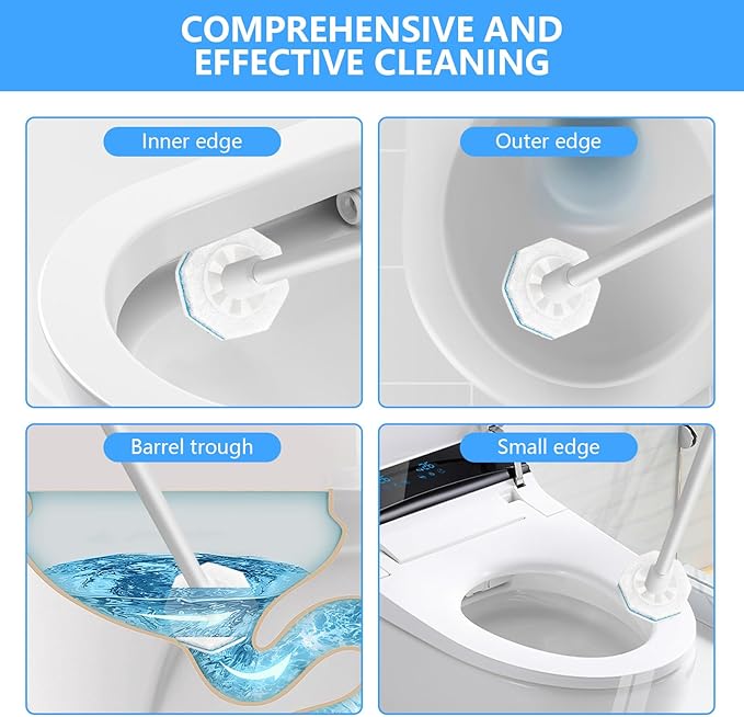 Disposable Toilet Bowl Wand Refills for Clorox 50 Pcs - Compatible with Clorox Toilet Wand Refills Hygienic Scrubber Heads for Bathroom Cleaning