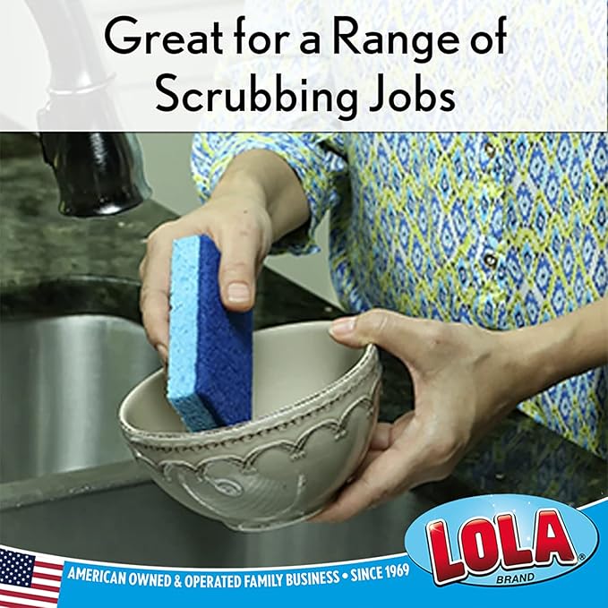 LOLA Natural Cellulose Scrub Sponges 12 Pack All Purpose Scrubber Sponge Made of Cellulose Sustainable Dishwasher Safe Non-Stick