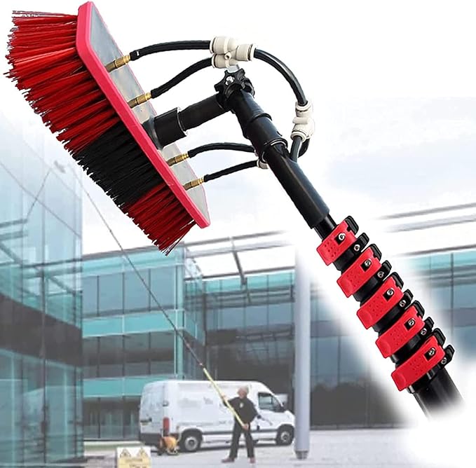 12ft - 39ft Window Cleaning Pole 180° Rotatable Brush Head Water Fed Pole Kit Telescopic Brush Extendable Window Washer Roof Cleaner Glass Outdoor Solar Panel12FT/3.6M