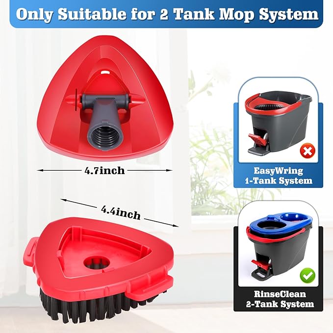 4 Pack Spin Mop Replacements Heads Microfiber Compatible with Oceda RinseClean 2-Tank System Includes 1 Gray Mop Scrub Brush 1 Mop Base 4 Easy Cleaning Mop Heads Blue Color