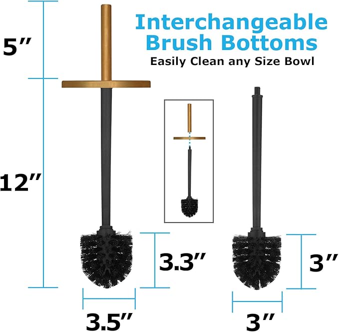 Blue Donuts Toilet Brush and Plunger Set with Holder Modern Gold Bathroom Accessories Toilet Plunger and Toilet Bowl Brush Combo