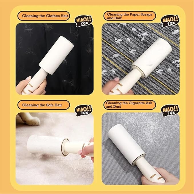Cat Shape Hair Remover Roller Tearable Adhesive Paper Removal Roller Pets Home Sticky Hair Cleaning Brush ﻿(White)