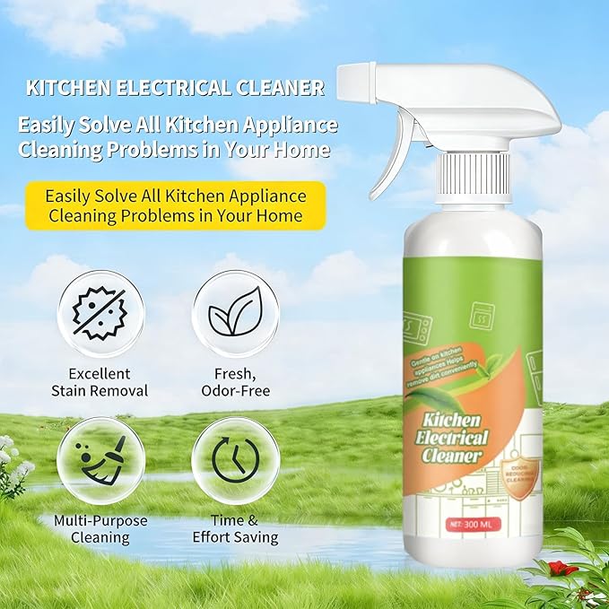LINGYUE Electrolyzed Ion Kitchen Cleaner Spray Natural Enzyme Formula Multi-Purpose Grime Remover for Hold Oven Stove Range Hood Easy Cleaning Household Items (2PCS)