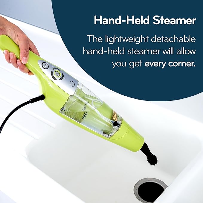 H2O HD Dual Blast Steam Mop &amp Handheld Steam Cleaner | 5-in-1 Floor Steamer | Forward-Blast Mop Head | 1500W Power &amp 450ml Tank | Hardwood Tile &amp Laminate Cleaner