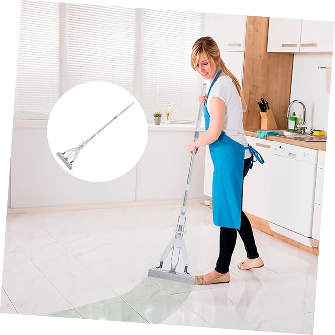 Folding Mop Reusable for Floor Cleaning Squeeze Sponge Mop Scrub for Hardwood Floors Dry Wet Dual Use