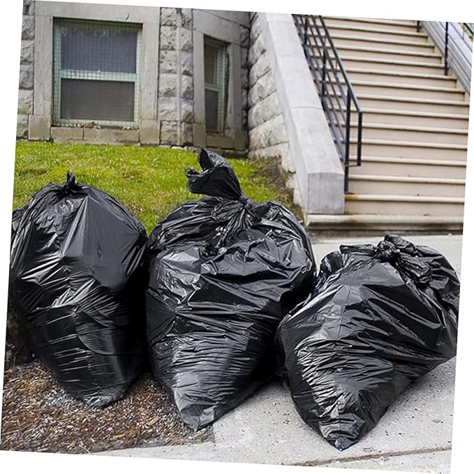 Alasum Extra Large Commercial Garbage Bags 50pcs 80x100cm Contractor Trash Bags Heavy Duty Black for Outdoor Kitchen Office and Garden Waste Disposal