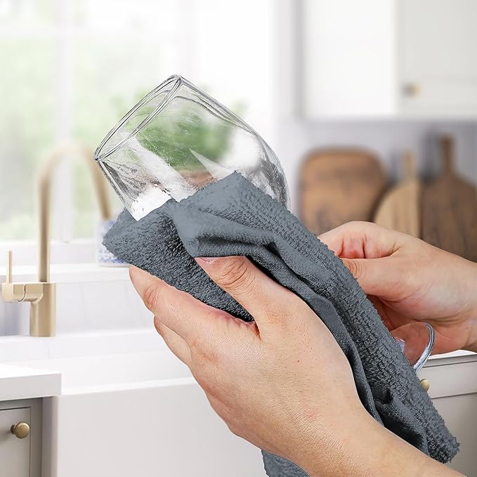 Avalon Towels Bar Towels (Pack of 60) Size 14x17 Inches – 100% Cotton Absorbent and Reusable Cleaning Rags Multipurpose Cleaning Towels Terry Cloth Rags Durable Shop Rags (Grey)