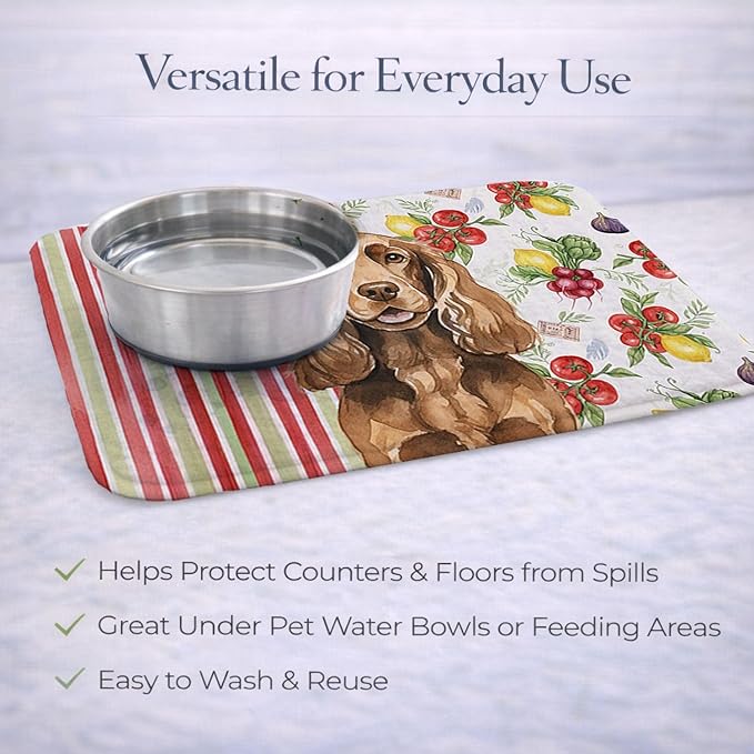 Caroline's Treasures Liver English Cocker Spaniel Vegetables Dish Drying Mat Absorbent Dish Drying Mat Pad for Kitchen Counter Dish Drainer Mat for Countertop 14 x 21 Multicolor
