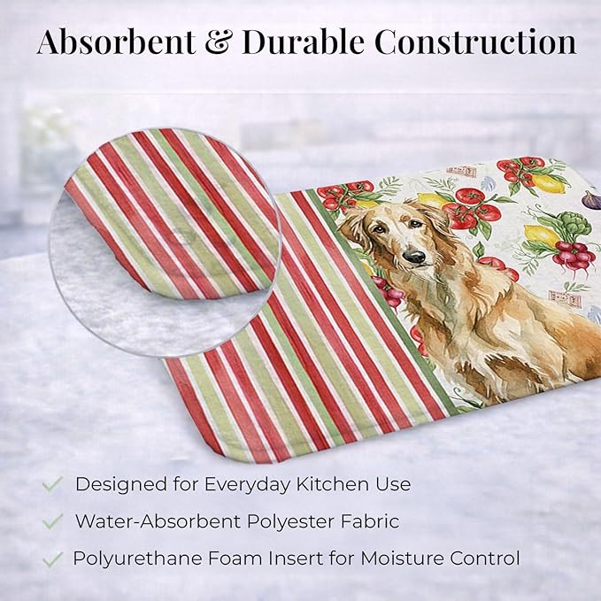 Caroline's Treasures Wheaten Scottish Deerhound Vegetables Dish Drying Mat Absorbent Dish Drying Mat Pad for Kitchen Counter Dish Drainer Mat for Countertop 14 x 21 Multicolor