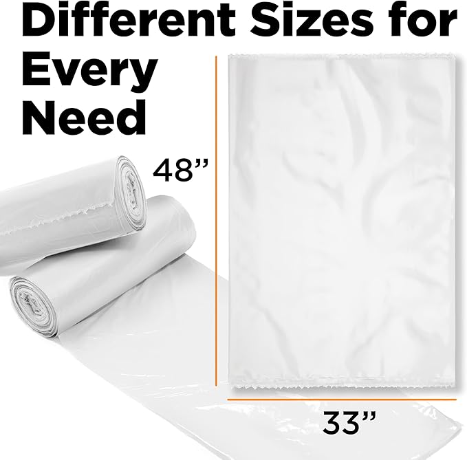 ToughBag 40-42 Gallon Trash Bags 2.5 Mil Contractor Bags Heavy Duty Large Trash Can Liners Recycling Trash Bags 33 x 48 (50 COUNT/CLEAR) - Made in USA