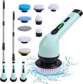 Cordless Electric Spin Scrubber with 9 Replacement Cleaning Heads IPX6 Dual Speed Adjustable Shower Cleaning Brush with Extension Arm for Bathroom (9 Replaceable