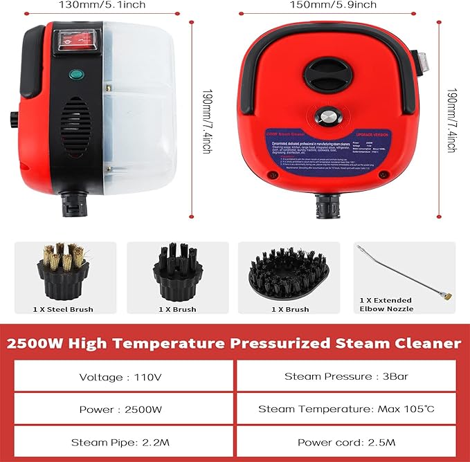 Portable Hand-held Steam Cleaner - Automatic Pump for Kitchen Bathroom Furniture and Car Detailing