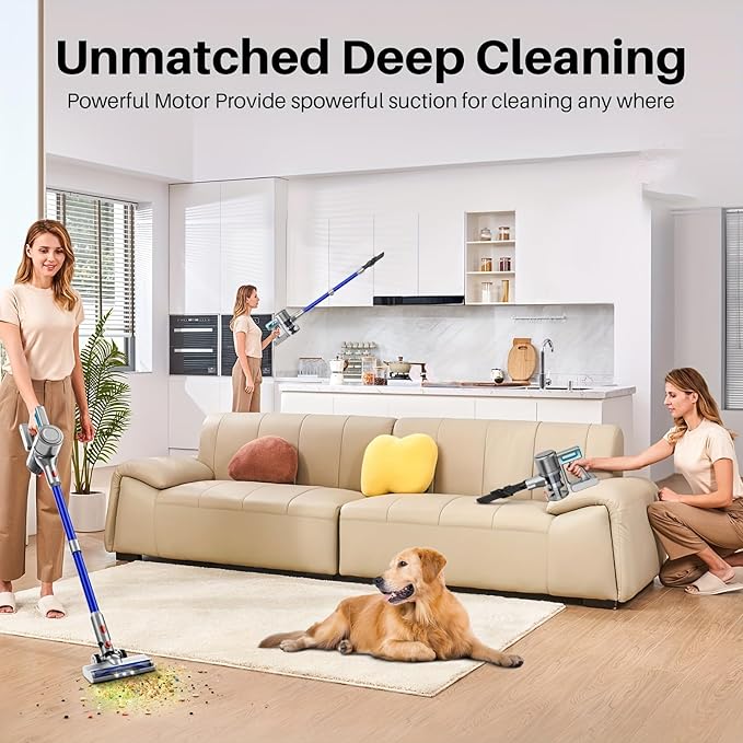 KIKETECH Cordless Vacuum Cleaner Stick Vacuum Cleaners for Home 45Kpa Lightweight Vacuum for Pet Hair/Carpet/Floor N507