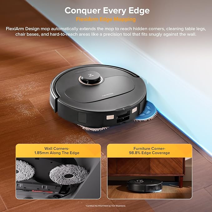roborock Qrevo S5V Robot Vacuum and Mop FlexiArm Edge Mopping 12000Pa Suction Dual Zero-Tangle System Smart Obstacle Avoidance 10mm Mop Lifting Auto Mop Washing&ampDrying Self-Emptying&ampRe