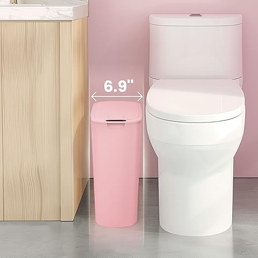Cesun Motion Sensor Trash Can 5 Gallon Automatic Bathroom Garbage Can with Lid Touchless Smart Plastic Slim Wastebasket for Bathroom Office rv Bedroom Living Room Pink