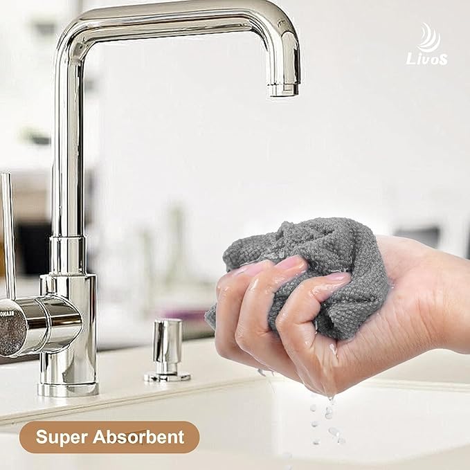 LIVOS Microfiber Cleaning Cloth Roll - 80 Pack Reusable Paper Towels Grey Tear Away Microfiber Towels for Cars Super Absorbent Lint Free Cleaning Rags for House Kitchen Window-11.5x11.5