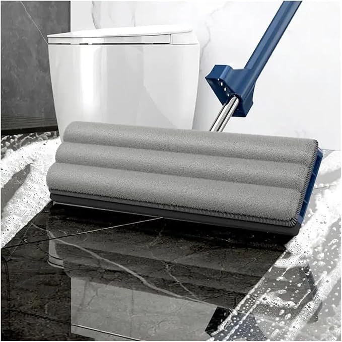 Large Flat Mop Self-contained Slide Microfiber Floor Wet and Dry for Cleaning Floors Home Tools(White mop 2 rag)