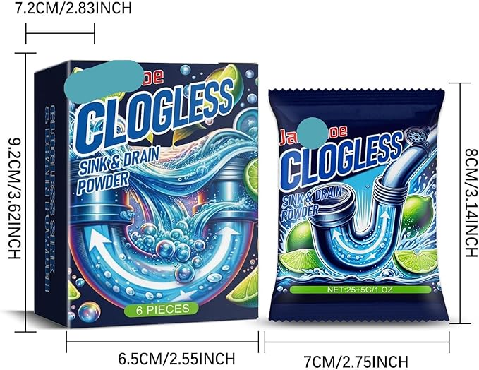 Efficient Pipeline Unblocking Powder for Kitchen &amp Toilet Drains - Dissolves Grease Eliminates Odors &amp Clears Clogs Economical Boxed Formula for Multiple Uses(3PCS)