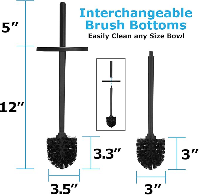 Blue Donuts Toilet Brush and Plunger Set with Holder Modern Black Bathroom Accessories Toilet Plunger and Toilet Bowl Brush Combo