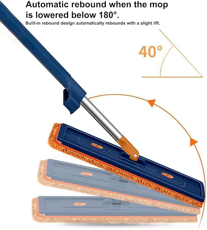 Floor Mop | 42cm Flat Washable 360 Degree Rotating Reusable Tool | Household Cleaning Accessories | for Dust Wood Hardwood Home Kitchen Living Room Balcony Classroom