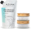 Azuna Air Freshener &amp Odor Eliminator for Strong Odor | 2 Room Kit Includes (2) 8 oz. Empty Luxe Glass Jars &amp 12 oz | Refill with Tea Tree Essential Oil Gel | Amalfi Breeze | Last 60-90 Days