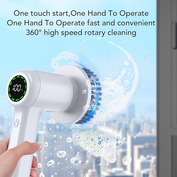 Pssopp Electric Cleaning Brush Dual Speed Handheld Power Scrubber with 3 Brush Heads for Cleaning Shower Tile Grout Sink