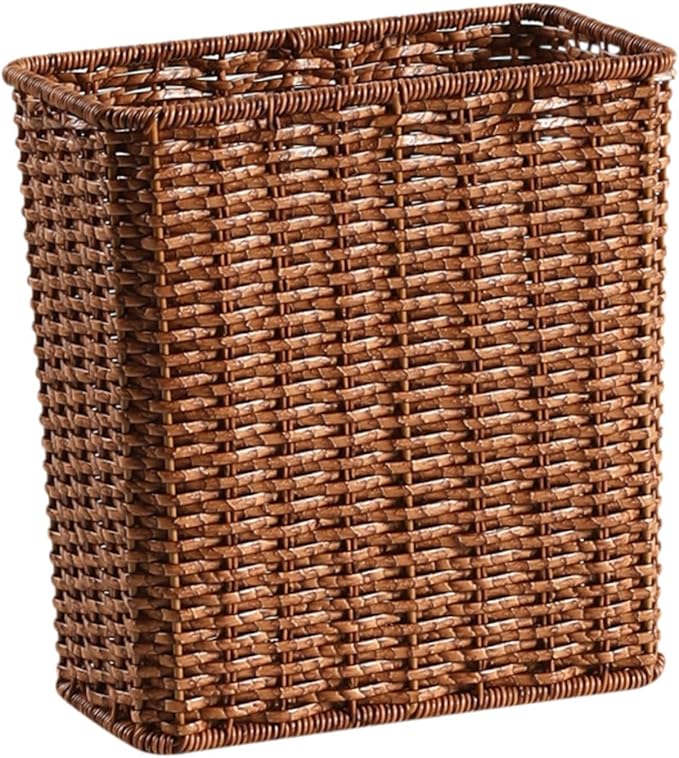Yajuyi Trash Can Storage Basket Wastebasket Garbage Bin for Office Home Living Room Toilet Dark Brown