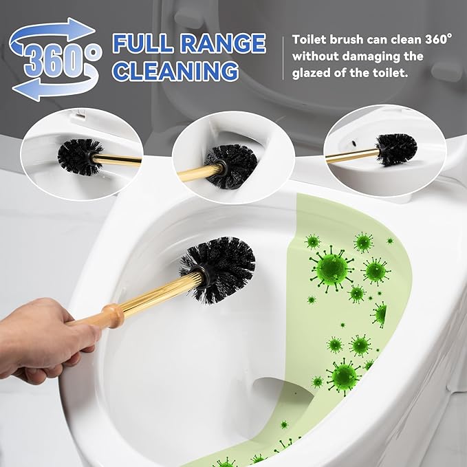 Ceramic Toilet Brush and Holder Set with Duck Base - Multicolor Rainbow Freestanding Bathroom Brush Organizer Space-Saving 7.5 Bowl Cleaner Kit - Bath Decor