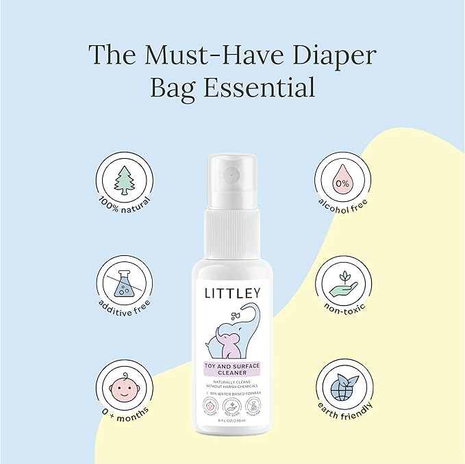 Littley Toy &amp Surface Cleaner | 8 oz | Alcohol-Free HOCl Spray for Baby Toys &amp High-Touch Surfaces | Fragrance-Free Formula | Gentle Cleaning for Everyday Messes