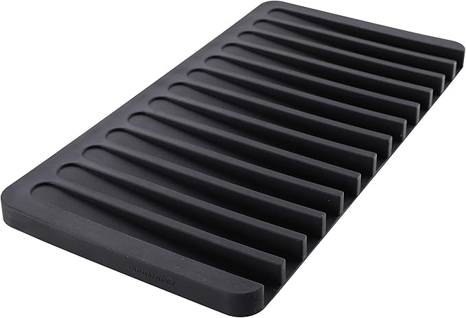 Self-Draining 2 in 1 Silicone Drying Mat and Trivet by Modern Joe's. Premium Space Saving Dish and Glassware Silicone Mat. Made from Food-grade Dish Washer Safe and Heat Resistant (Black)