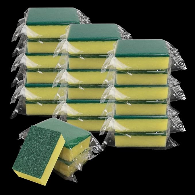 Individually Wrapped Sponges 78 Pack Sponges Individually Wrapped for Home Kitchen Scrub Dish Dishes Dishwashing Cleaning Non Scratch Scrubber Sink Bulk Case Small Mini -(1.18inches/3cm)