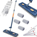 Large Flat Mop 2023 New Large Flat Mop Large Surface Flat Mop Wall Cleaning with Long Handle Reusable Portable Wet &amp Dry Lazy 12027(Blue Mop+4pcs Rag)