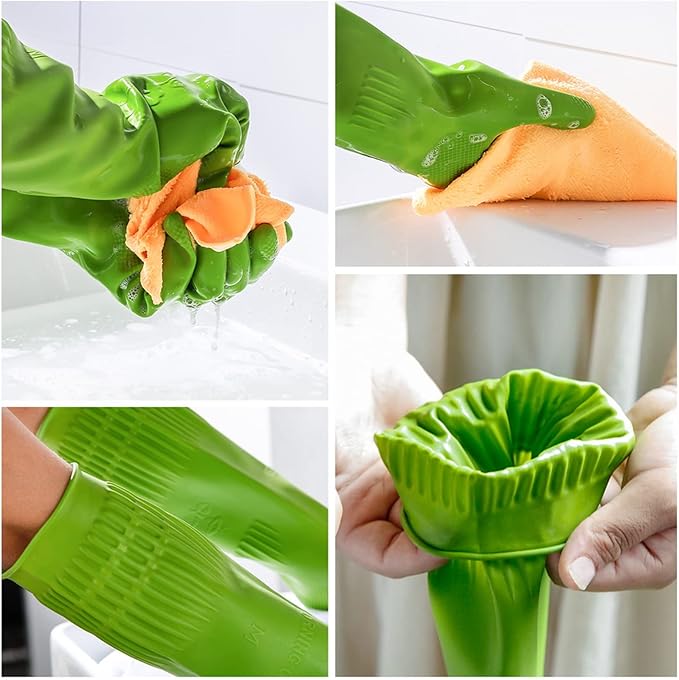 Rubber dishwashing gloves 3 or 6 Pairs for kitchenCleaning washing dish gloves long for household reuseable durable.