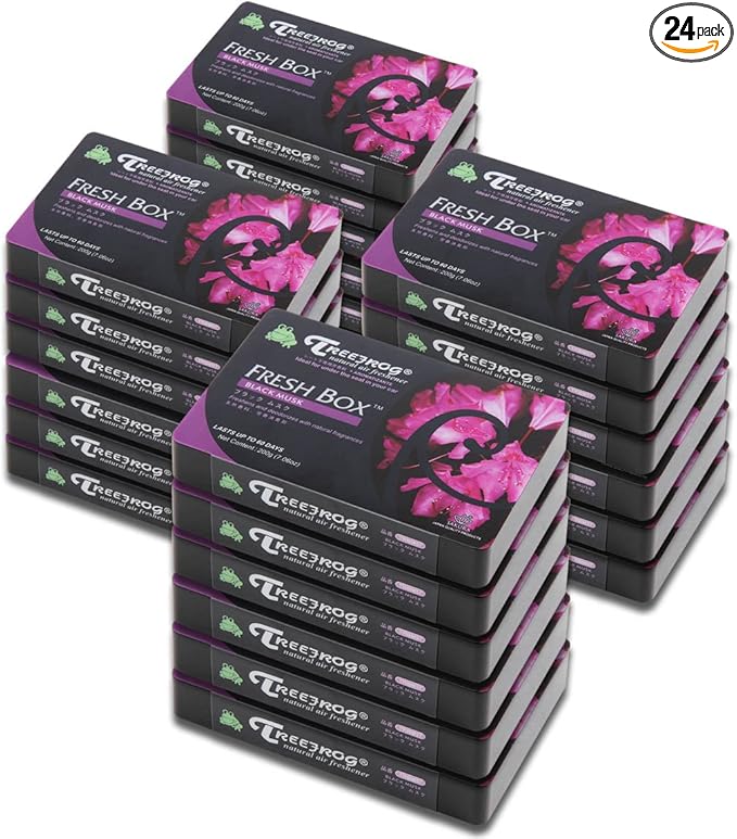 Auto Dynasty TreeFrog Xtreme Fresh Under-The-Car Natural Air Freshener Black Musk Scented Pack of 24