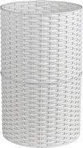 happimess HPM1100D Cecil Modern 4.13-Gallon Faux Wicker Cylinder Waste Basket White for Home Bathroom Living Room Office Bedroom Kitchen