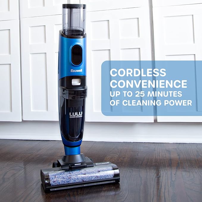 Ecowell Cordless Wet Dry Vacuum Cleaner Multi-Surface for Hard Floors and Area Rug Voice Prompt LULU Quick Clean P04 Blue