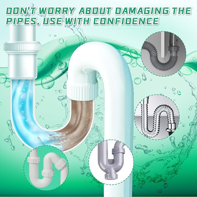 Drain Cleaner Powder Wild Tornado Sink and Drain Cleaner Powerful Pipeline Dredging Agent Kitchen Unblocker Powder for Kitchen Toilet（6Pcs）