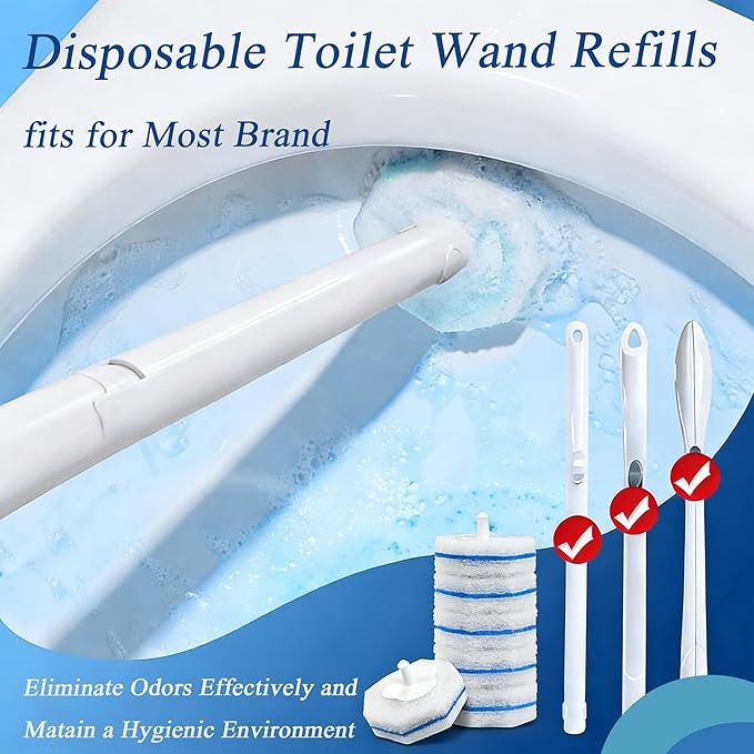 60 Count Toilet Wand Refills Fits Clorox Wand 3X Cleaning Exclusive Upgrade Formula Disposable Toilet Bowl Wand Refills No Falling Apart Fits Most Brand Toilet Brushes Cleaning Systeam