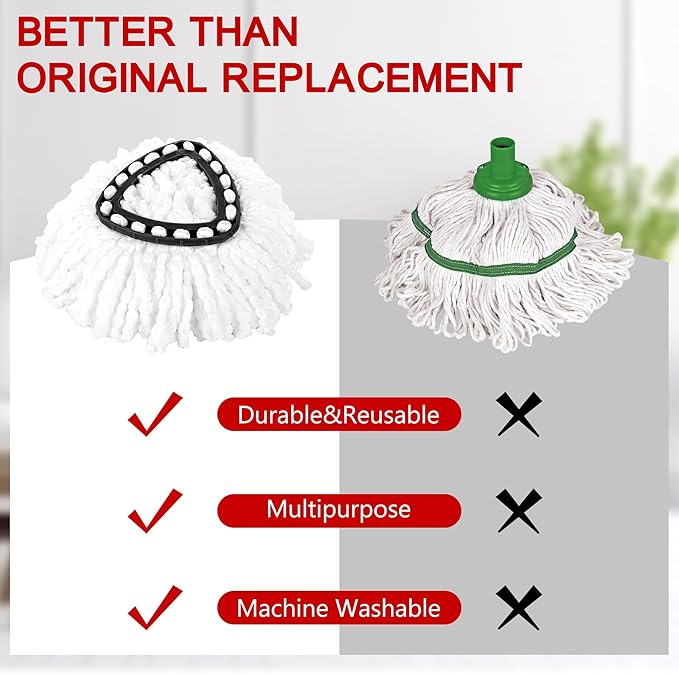 15-Pack Spin Mop Superior Replacement Heads – Compatible with O-Cedar EasyWring and Other Spin Mops Durable and Washable Refills for Effortless Floor Cleaning - iDeaology