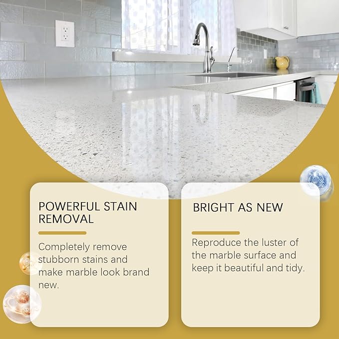 Marble Cleaner For Home Kitchen Countertops - Cleans Restores Shine &amp Protects Natural Stone Surfaces(2PCS)