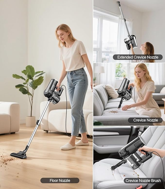 qimedo Corded Stick Vacuum Cleaner Plug in Stick Vacuum Cleaner for Home Handheld Vacuum Cleaners for v1 Hard FloorCarpet (Simple Style)