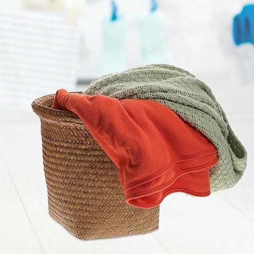 Cabilock Straw Woven Wastebasket Medium Multifunctional Home Office Trash Can and Storage Basket for Waste Paper Decorative Rattan Style Container for Household Organization Random Color
