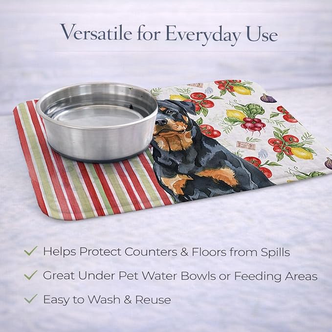 Caroline's Treasures Rottweiler Vegetables Dish Drying Mat Absorbent Dish Drying Mat Pad for Kitchen Counter Dish Drainer Mat for Countertop 14 x 21 Multicolor