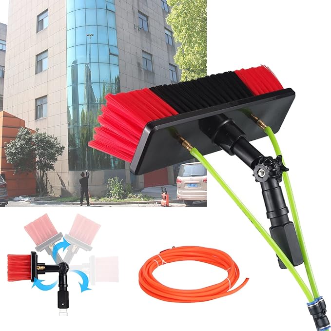 Adjustable Window Cleaning Pole Water Fed Telescopic Brush Extendable Cleaner Car Trucks Glass Cleaning Brush Equipment - 20m/65.6ft Hose6m/20ft