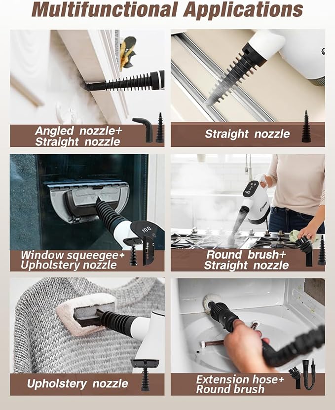 Saker EverSteam Instant-Heat Steam Cleaner for Home15s Heat-up Handheld Steam Cleaner Lightweight Portable Continuous Refill Steamer for Deep Cleaning of Floor Car and Kitchen