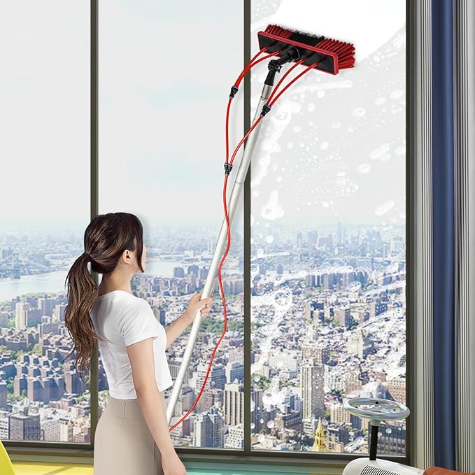 26ft Window Cleaning Washing PolesWindow Washing Kit Suitable for high Windows Cleaning Solar photovoltaic Panel Cleaning and Cleaning Cars Trucks Vans caravans Windows