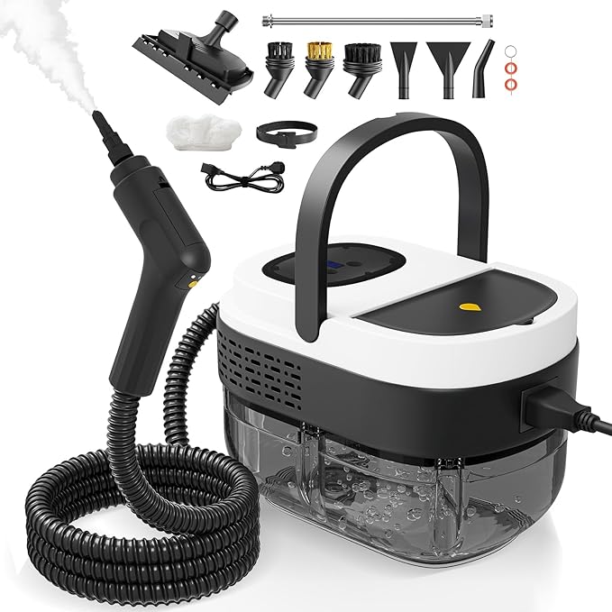 Steam Cleaner2500W Steamer for Cleaning 1.69 Quarts Large Capacity TankTemperature steamer for HomeCarkitchensCamping （White)