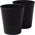 happimess HPM1110A-SET2 Axel Modern Minimalist Hammered Steel 2 Gal Waste Bin for Kitchen Office Bathroom Bedroom Dorm Matte Black (Set of 2)